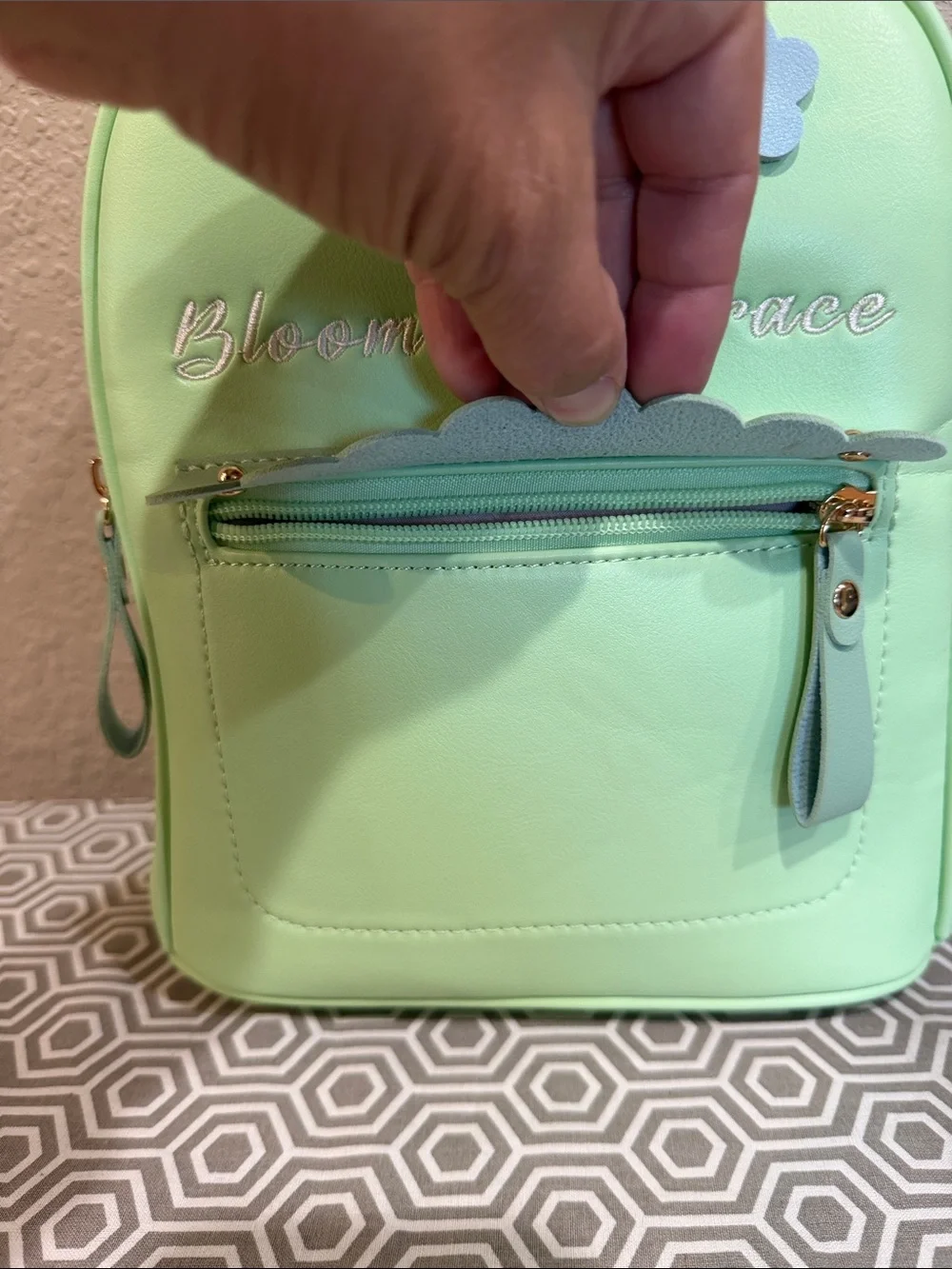 Montana West Mint Green Floral Kids Backpack